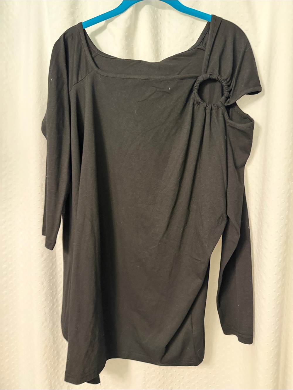 Black Women’s Asymmetrical Tunic with Ring Detail